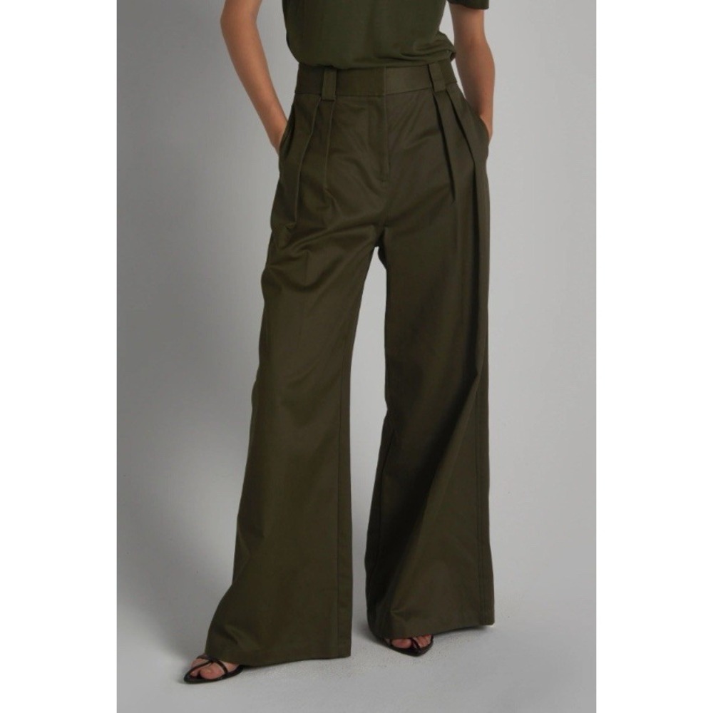 NWOT SAINT ART New York Argo Pant Olive Khaki Twill Sz M Wide Leg Trouser $285